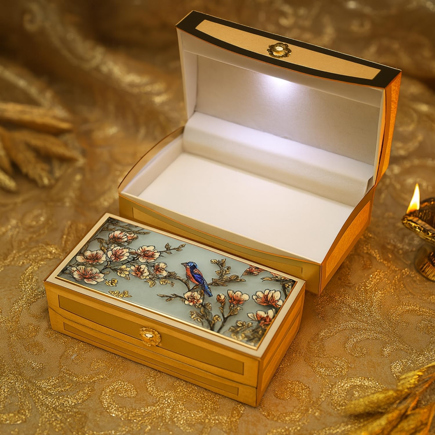 Acrylic Money Gift Box with LED Light (Pack of 1) (Sparrow)